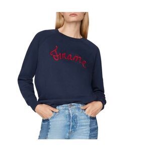 Frame Old School Sweatshirt Navy Blue w/Red Embroidered Script Logo Size Medium